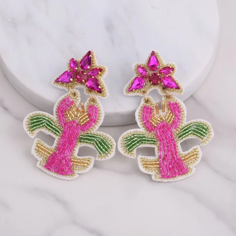 Festive Flair: Beaded Mardi Gras Earrings in Vibrant Purple, Green & Gold!